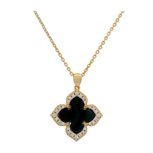 GEORGINI MIDNIGHT VELVET BLACK AGATE FAIRWATER PENDANT GOLD