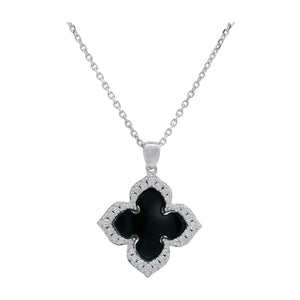 GEORGINI MIDNIGHT VELVET BLACK AGATE FAIRWATER PENDANT SILVER