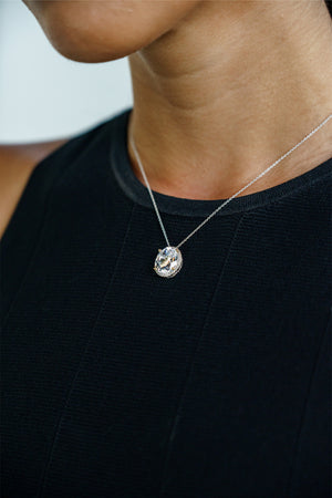 GEORGINI MIDNIGHT VELVET LIMITED EDITION SELENE TWO-TONE MOONLIGHT OVAL PENDANT