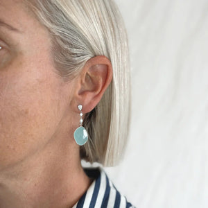 Sterling Silver Chalcedony CZ Drop Earrings