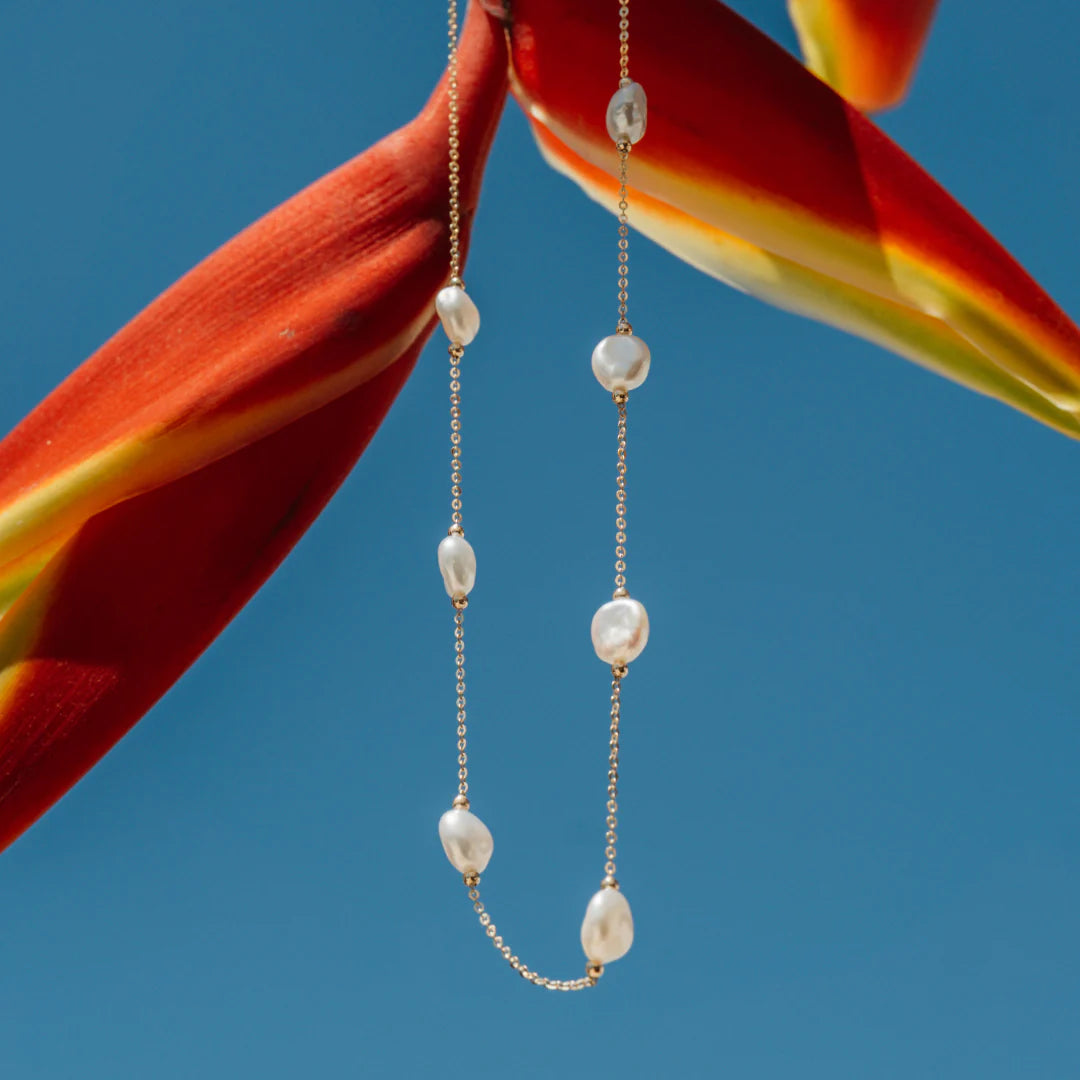 14K Gold Station Pearl Juliette Necklace