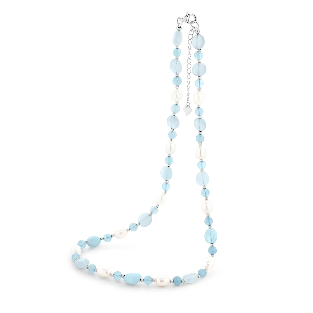 Sterling SIlver Aquamarine &amp; Pearl Yvonne Necklace