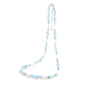 Sterling SIlver Aquamarine & Pearl Yvonne Necklace