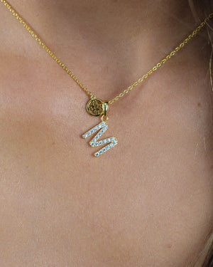 LUXURY LETTERS M INITIAL PENDANT GOLD