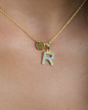 LUXURY LETTERS R INITIAL PENDANT GOLD