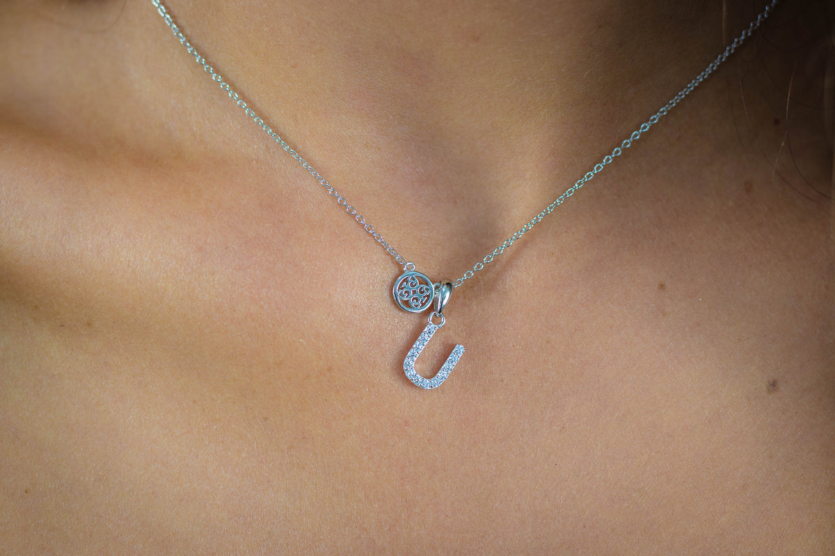 LUXURY LETTERS U INITIAL PENDANT SILVER