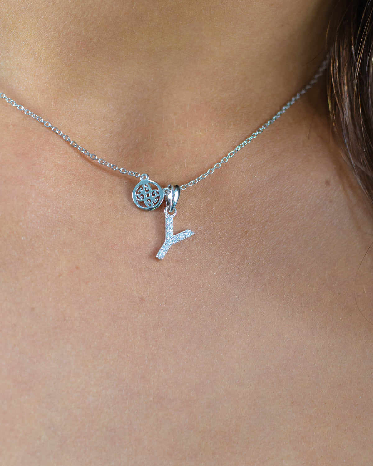LUXURY LETTERS Y INITIAL PENDANT SILVER