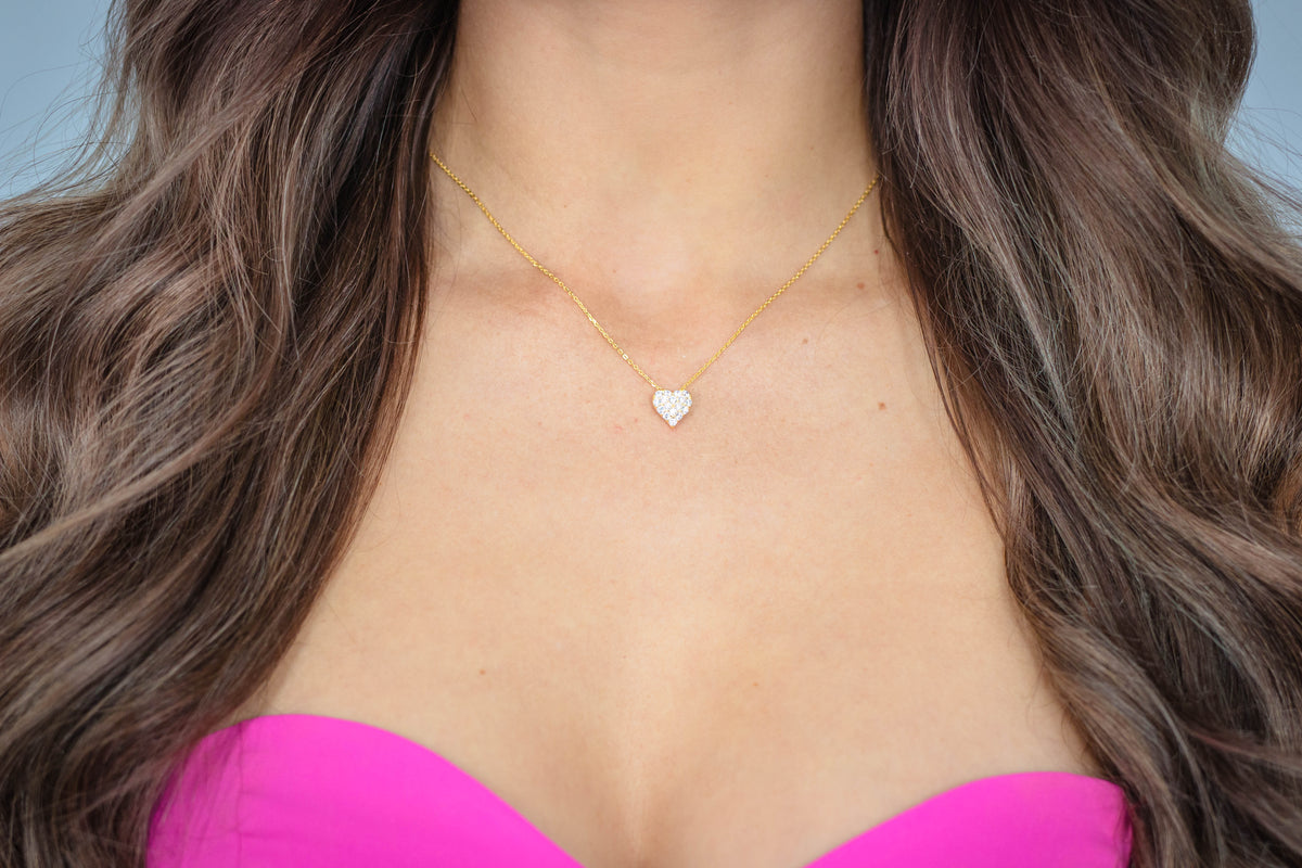 SWEETHEART SPARKLY HEART PENDANT GOLD