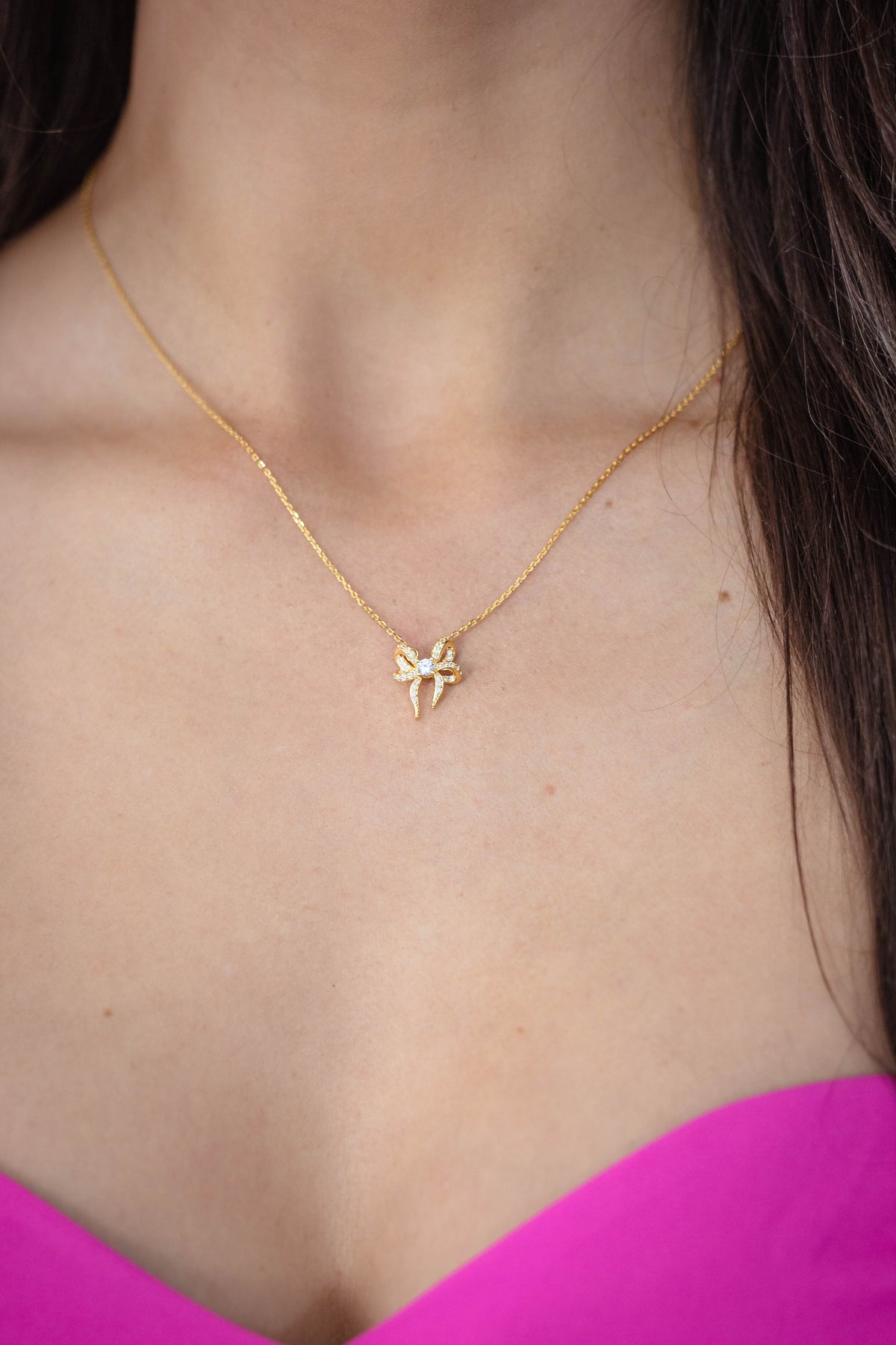 SWEETHEART BOW NECKLACE GOLD
