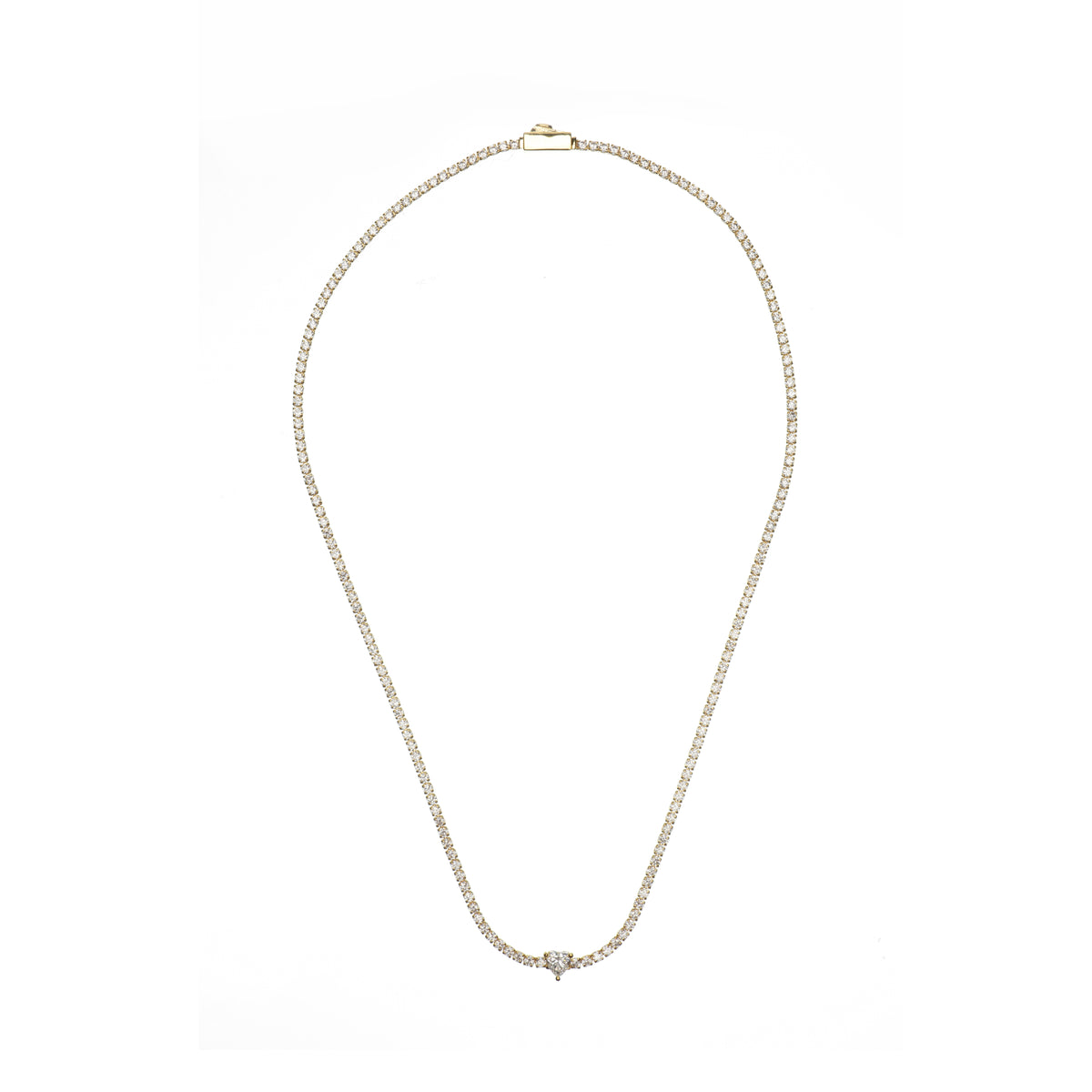 SWEETHEART TENNIS NECKLACE GOLD 42CM