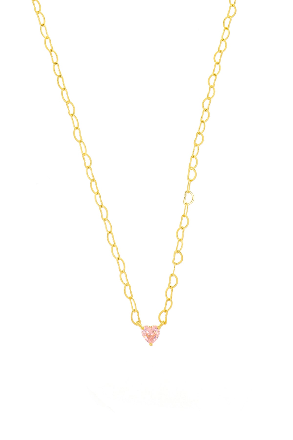 SWEETHEART HEART CHAIN NECKLACE PINK GOLD