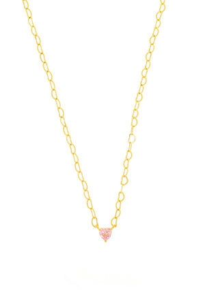 SWEETHEART HEART CHAIN NECKLACE PINK GOLD