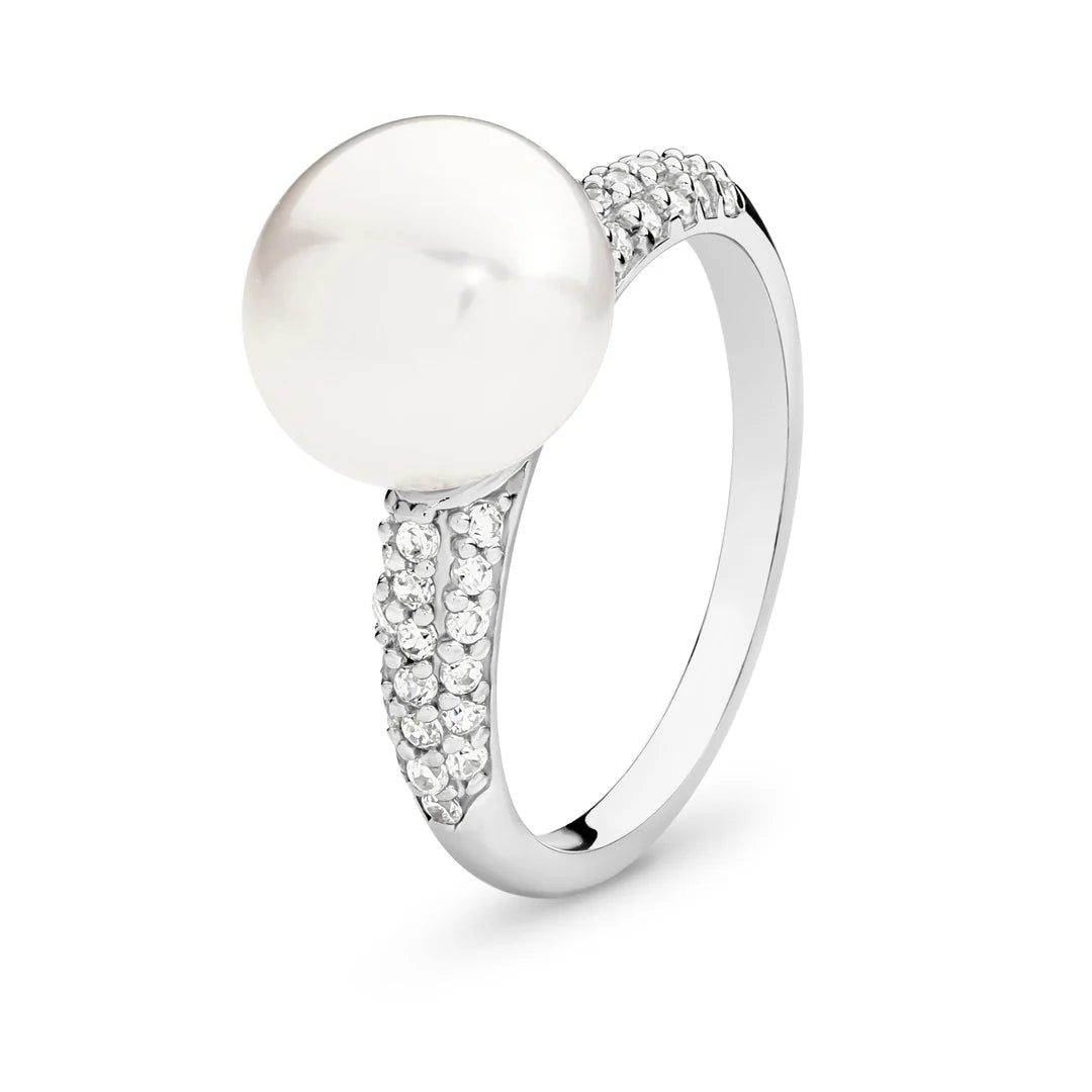 Sterling Silver Josephine Pearl CZ Ring