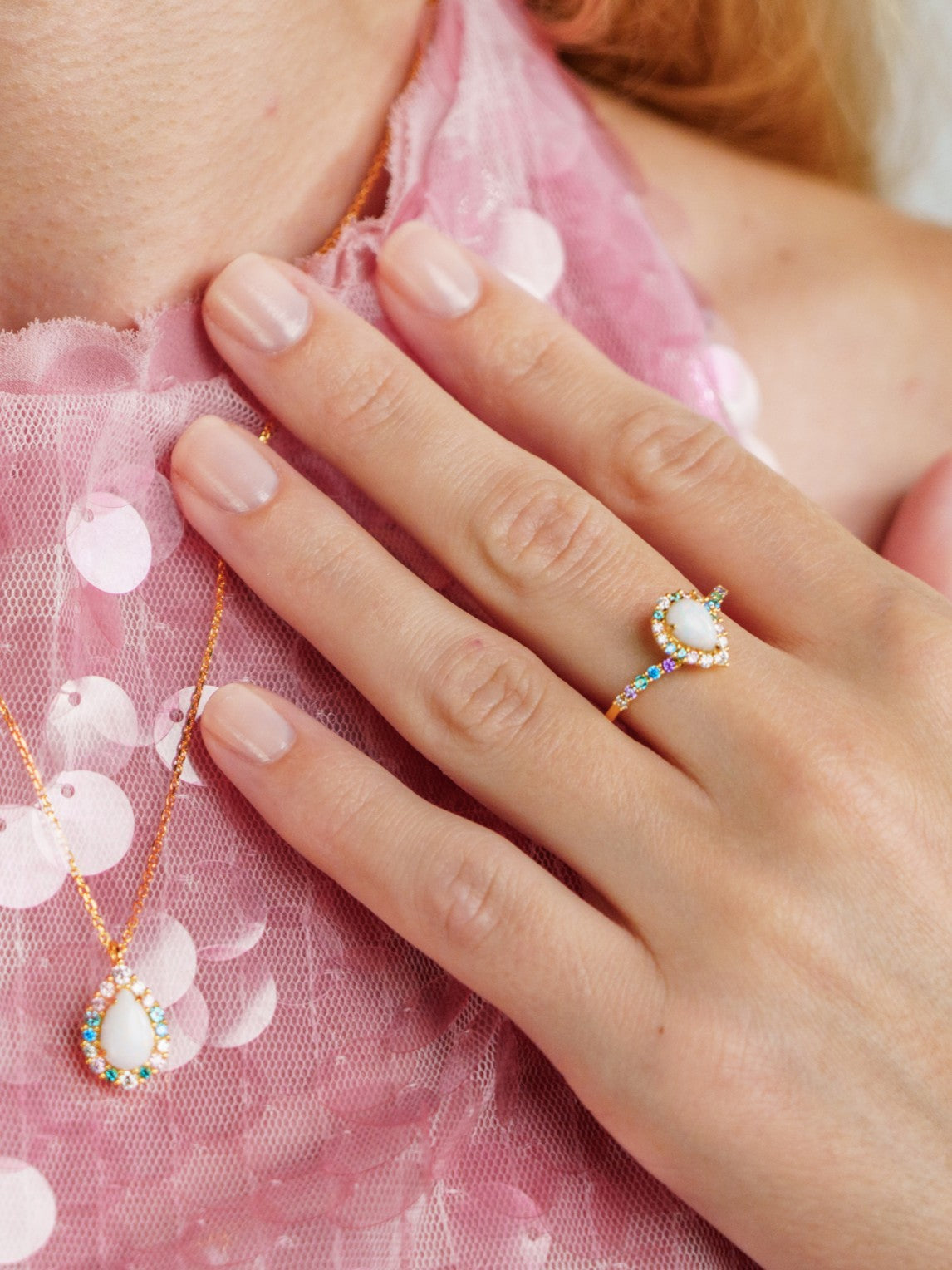 GEORGINI WISTERIA CREATED OPAL FLORIBUNDA RING GOLD
