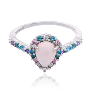 GEORGINI WISTERIA CREATED OPAL FLORIBUNDA RING SILVER