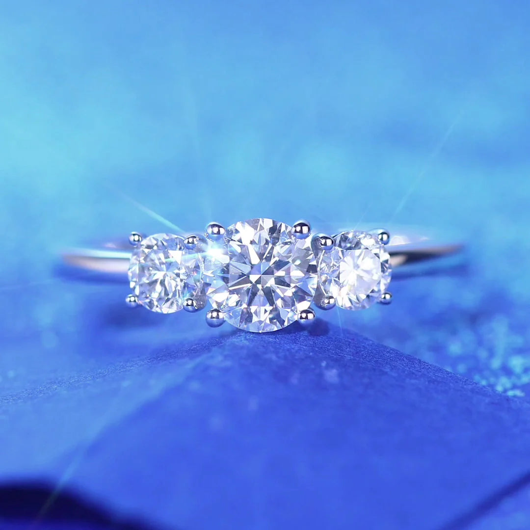 14K Gold Lab Grown Three Stone 0.5cts Ring MLGR002