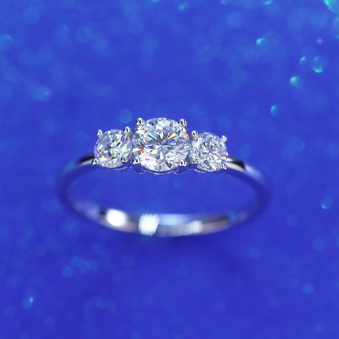 14K Gold Lab Grown Three Stone 0.5cts Ring MLGR002