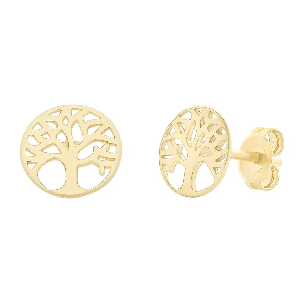 9K Yellow Gold Tree of Life Earrings