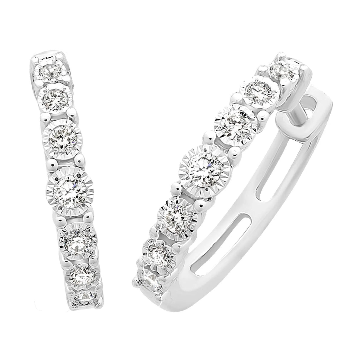 9K White Gold 0.20cts Diamond Huggies