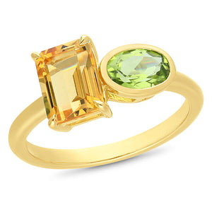 9K Yellow Gold Multicoloured Dress Ring