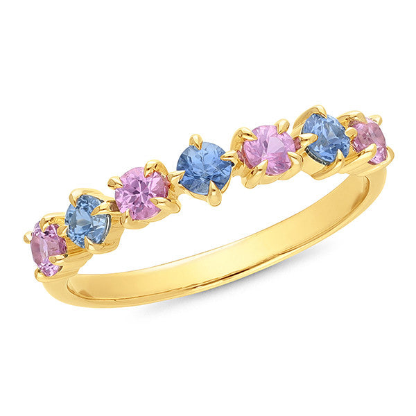 9K Ceylon &amp; Pink Sapphire Eternity Dress Ring