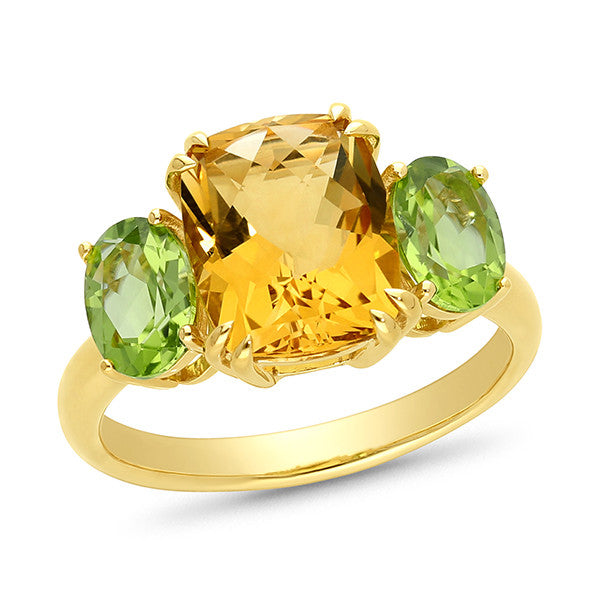 9KY Citrine & Peridot Dress Ring