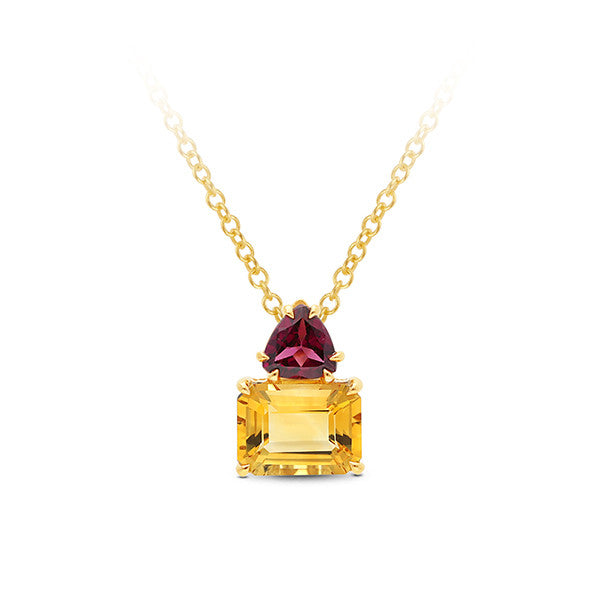 9K Yellow Gold Citrine Garnet Pendant