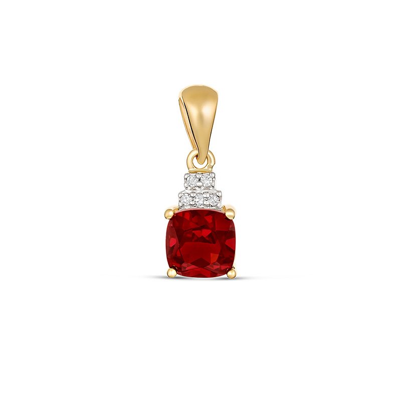 9K Yellow Gold Garnet and Diamond Pendant