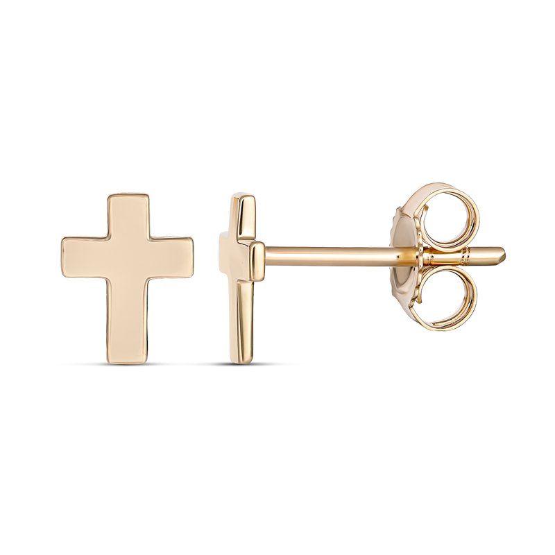 9K Yellow Gold Cross studs childrens collection