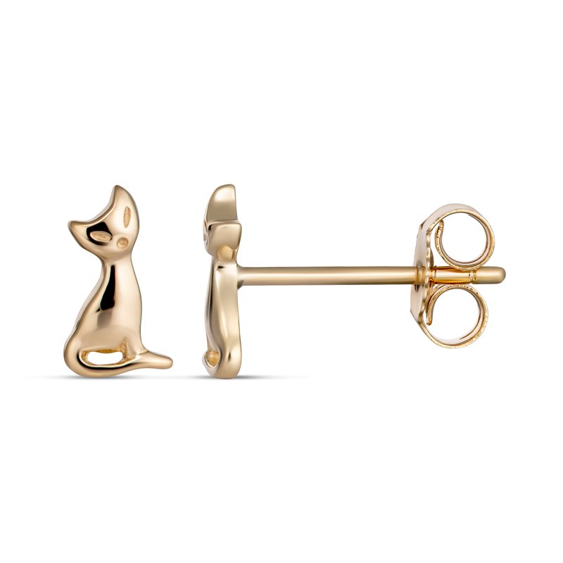 9K Yellow Gold Cat Studs childrens collection