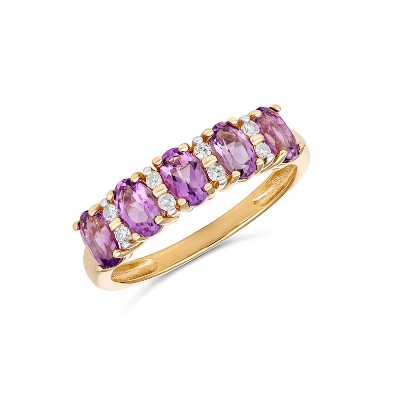 9K Yellow Gold Semi Precious Diamond Ring