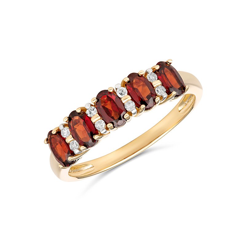 9K Yellow Gold Semi Precious Diamond Ring