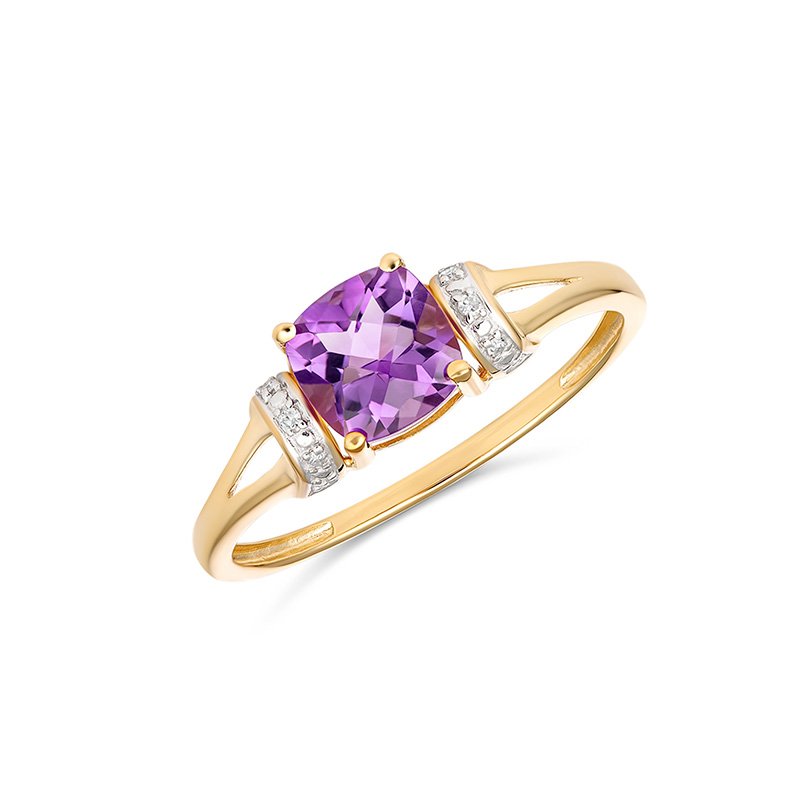 9KY Cushion Cut Semi Precious Diamond Ladies Ring