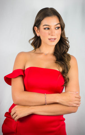 MILESTONE RUBY HALO EARRINGS IN SILVER