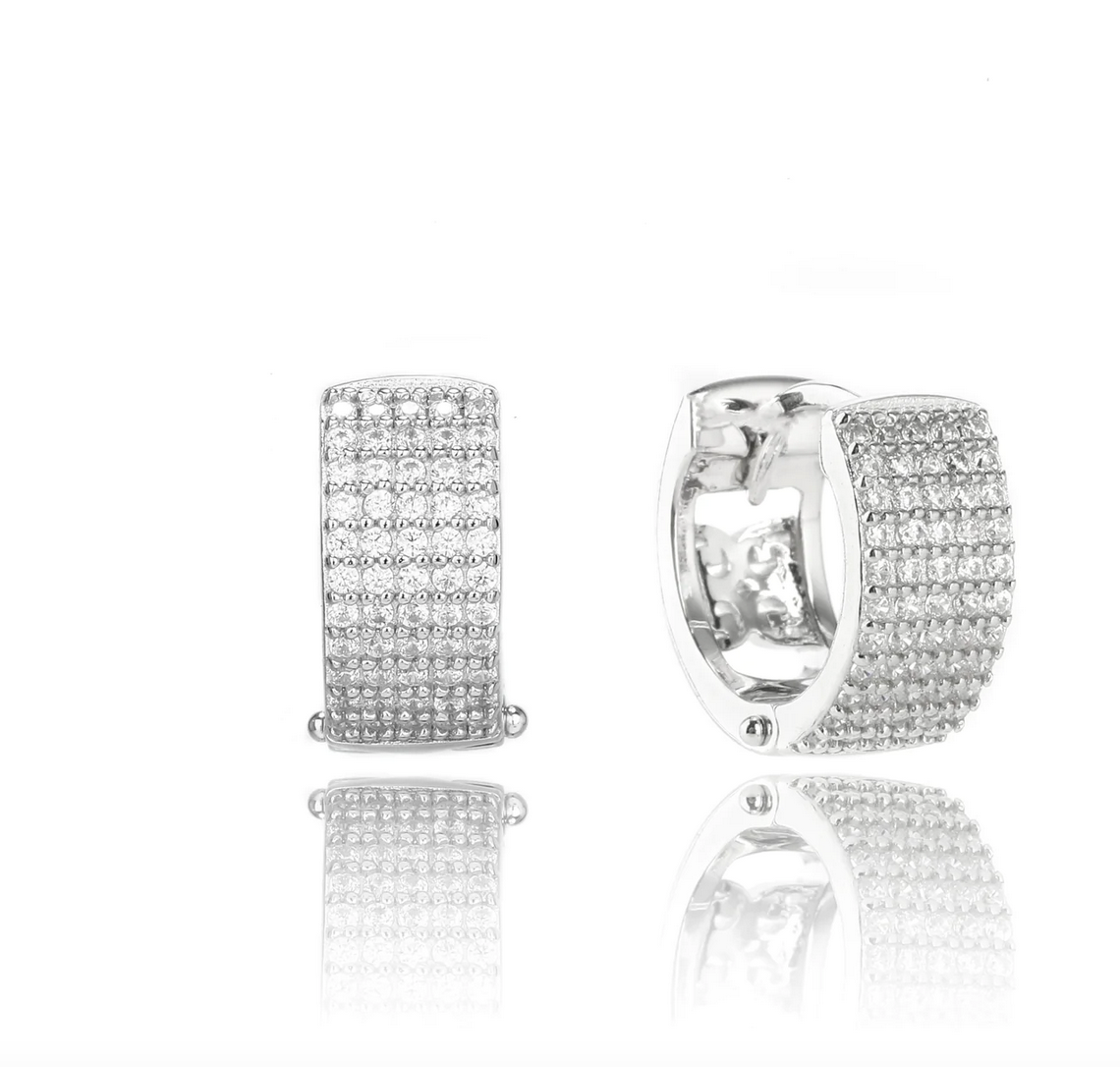 GEORGINI Goddess Maeve Pave Hoop Earrings Silver IE1127W