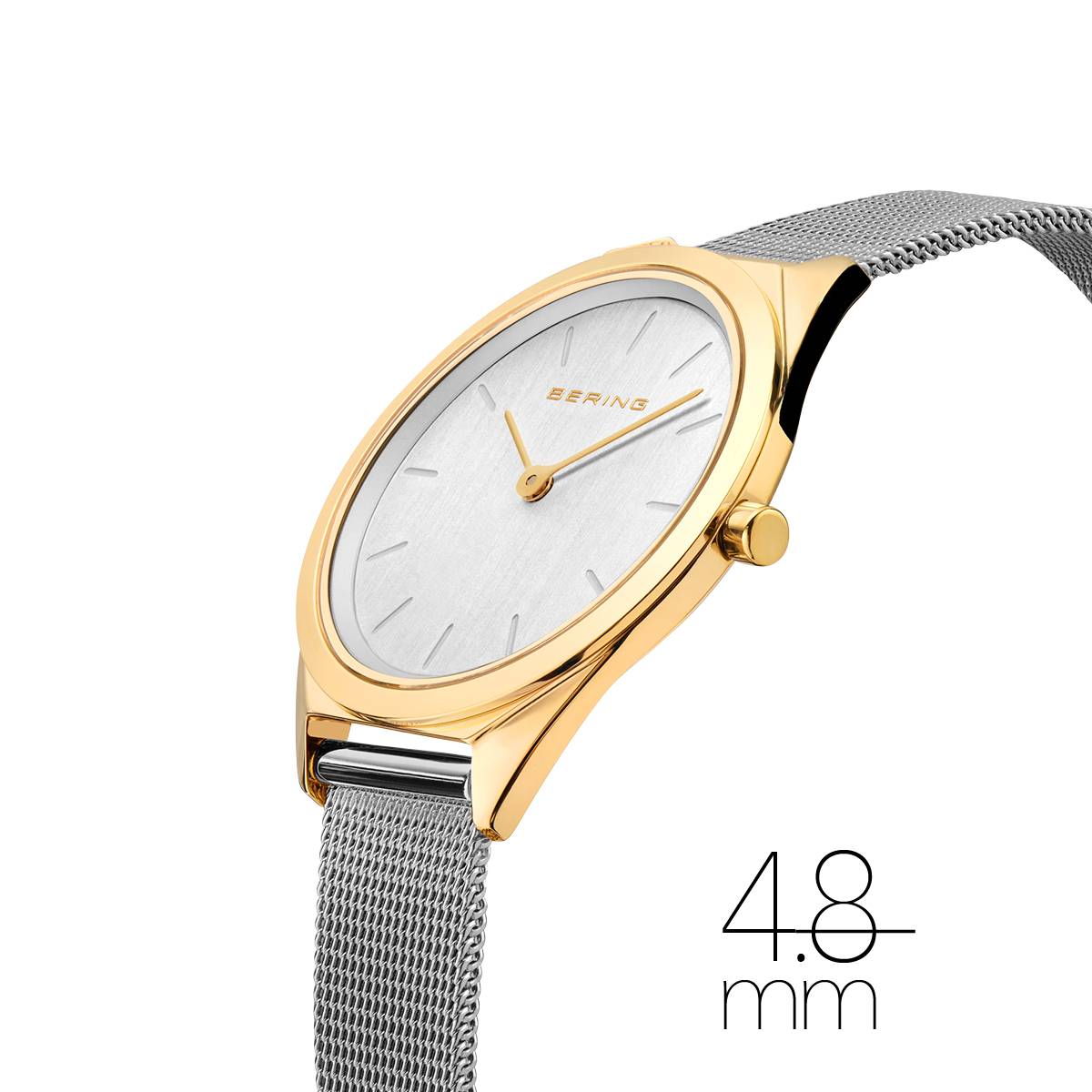 Bering Ladies Ultra Slim Watch Silver Dial &amp; Strap Gold Case 17031-010