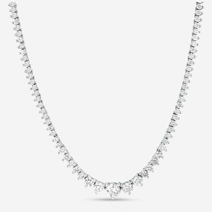 Created Moissanite Graduated Tennis Necklace 15CTW 14KG Brass