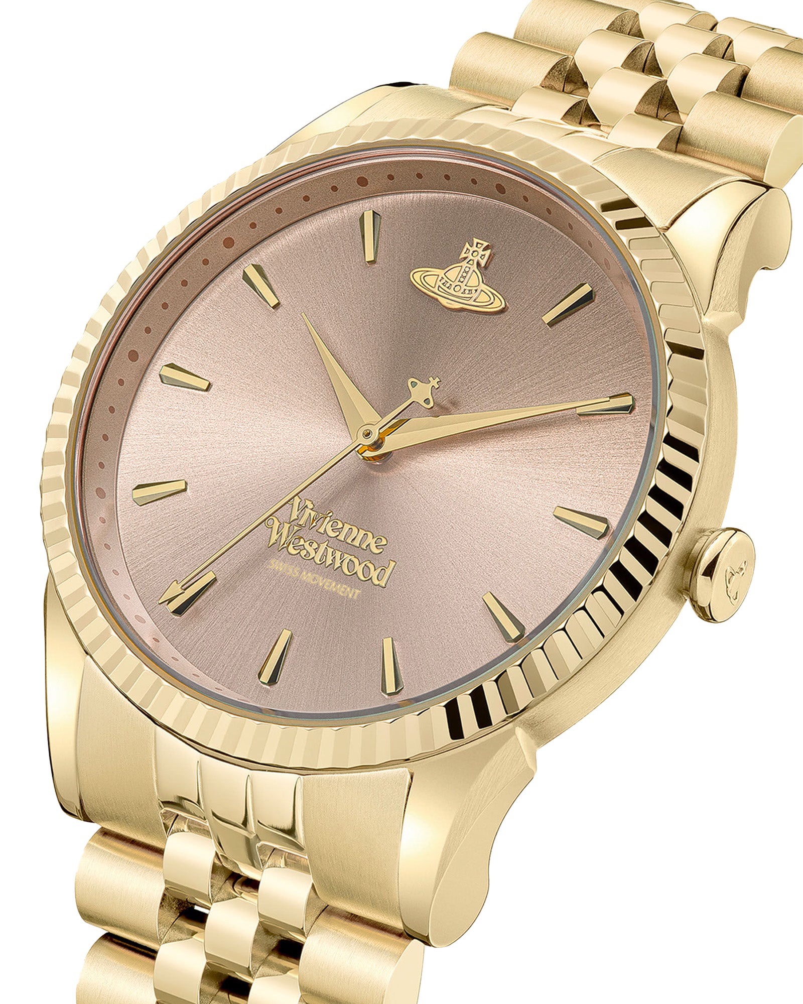 Vivienne Westwood Seymore Pink Dial Gold Strap Watch