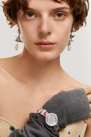 Vivienne Westwood Rebel Sex Silver Dial Tartan Leather Strap Watch