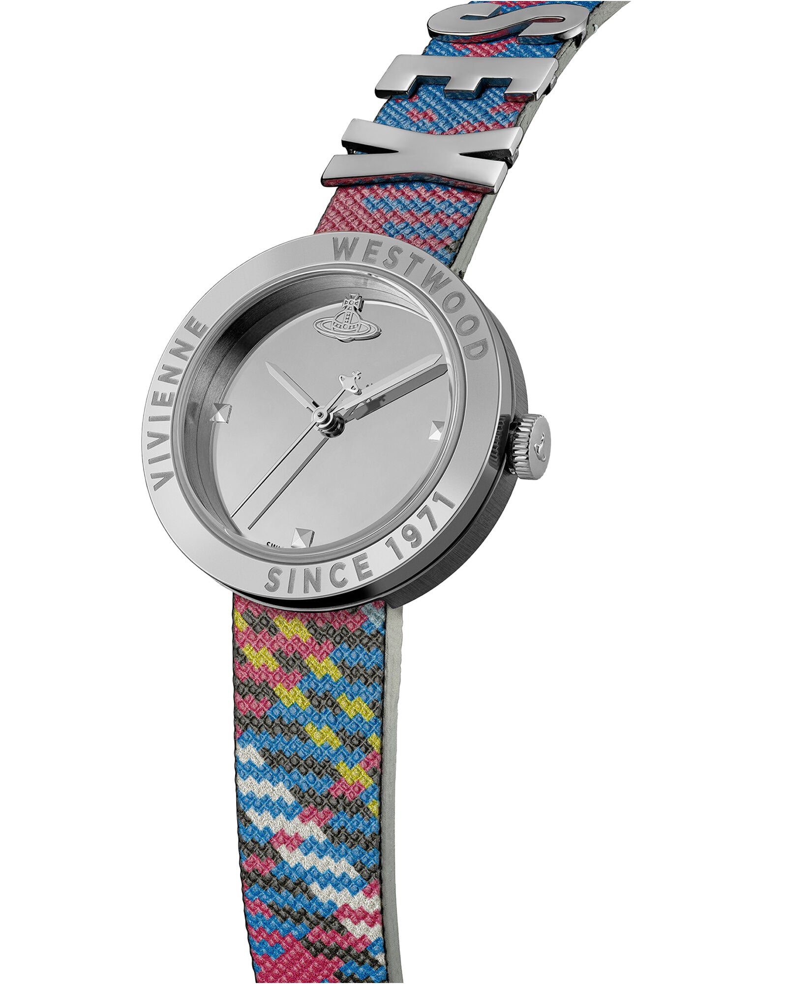 Vivienne Westwood Rebel Sex Silver Dial Tartan Leather Strap Watch