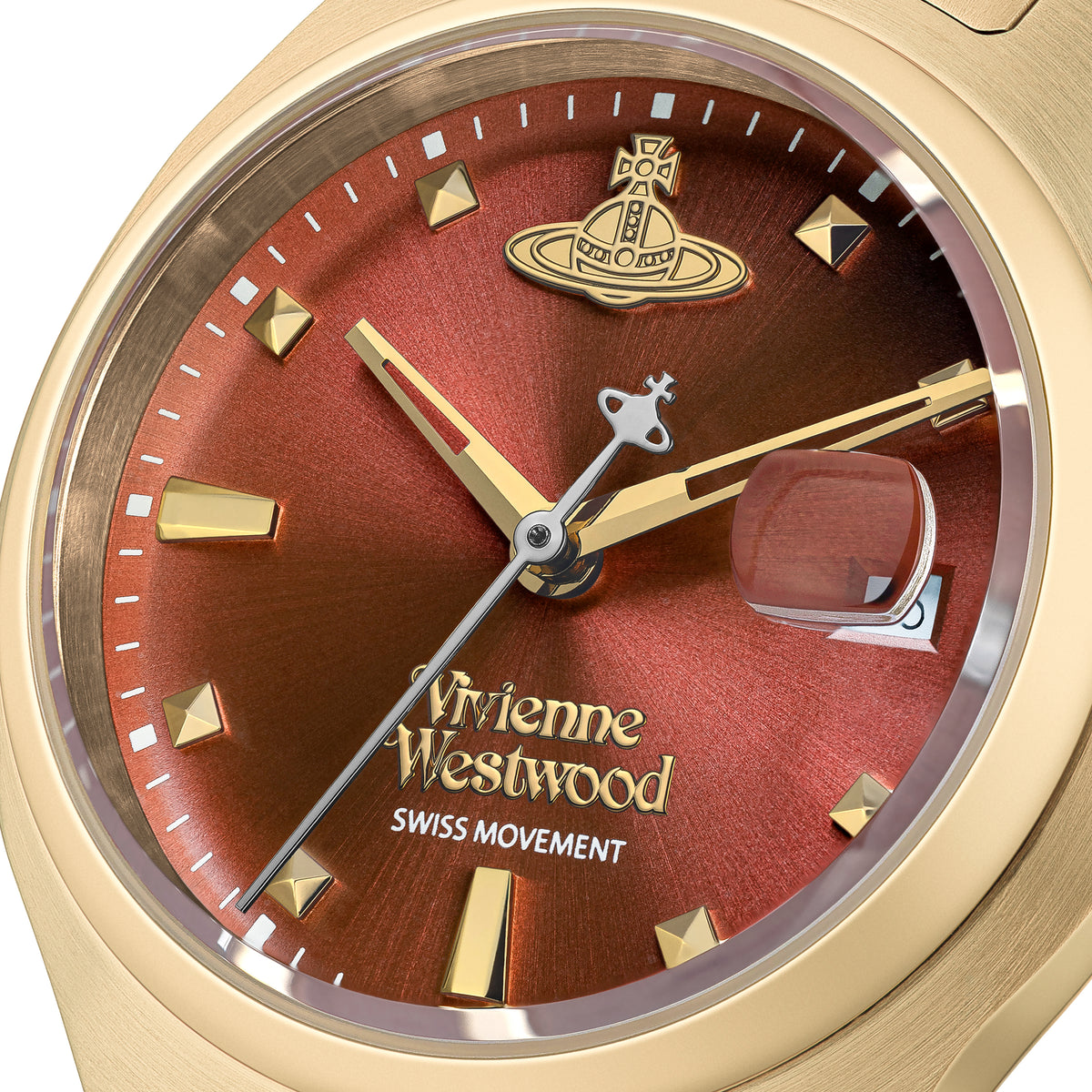 Vivienne Westwood Little Camberwell Red Dial Gold Strap Watch