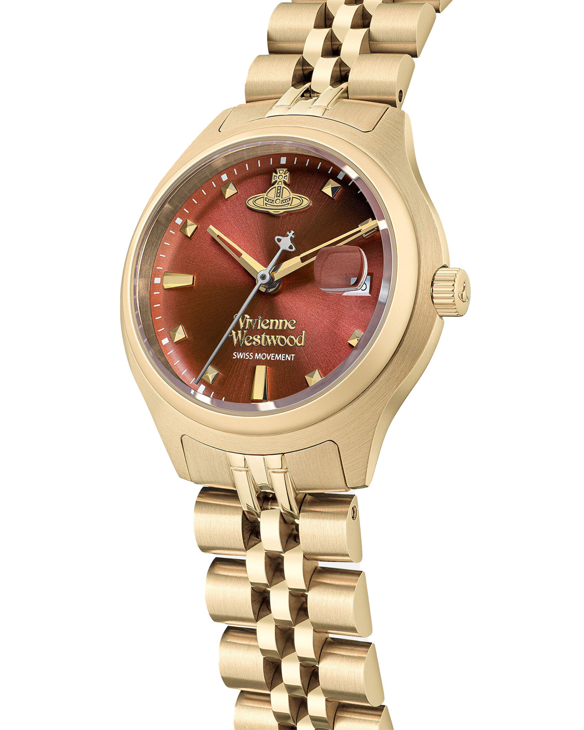 Vivienne Westwood Little Camberwell Red Dial Gold Strap Watch