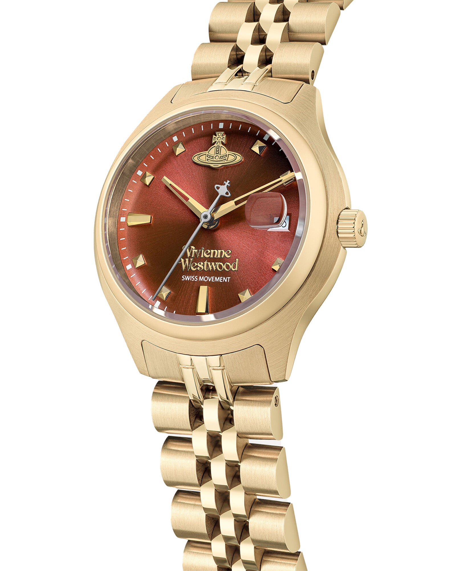 Vivienne Westwood Little Camberwell Red Dial Gold Strap Watch