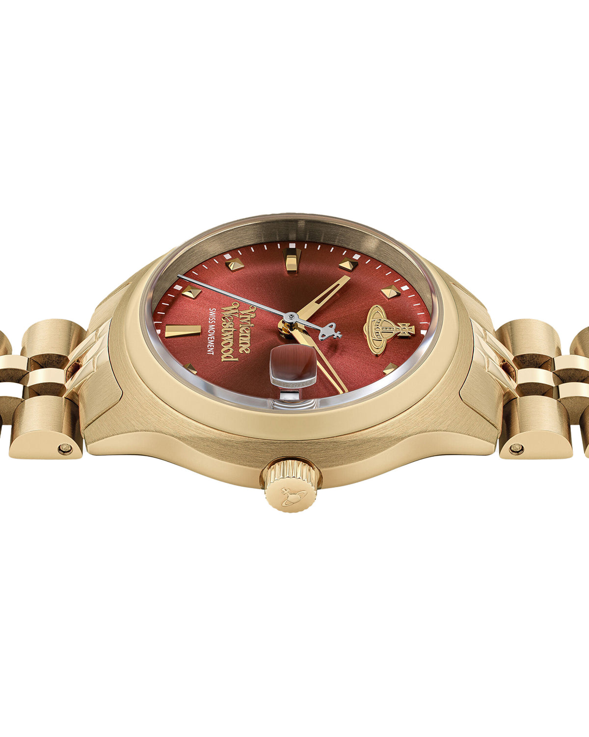 Vivienne Westwood Little Camberwell Red Dial Gold Strap Watch