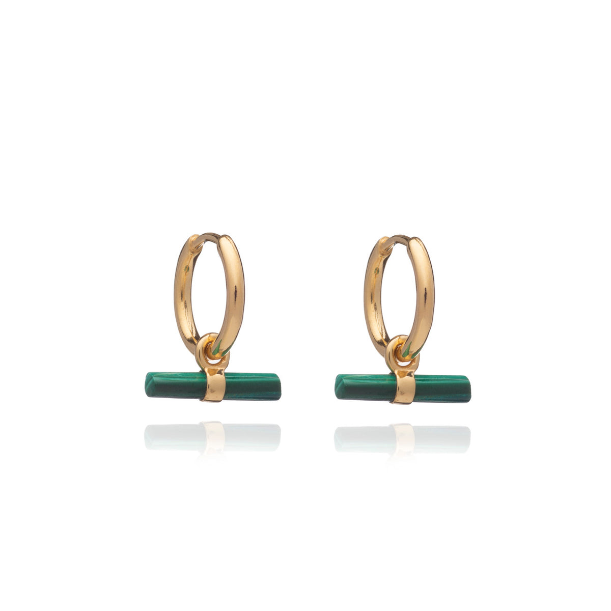 Rachel Jackson Mini Malachite T-Bar Huggie Hoop Earrings
