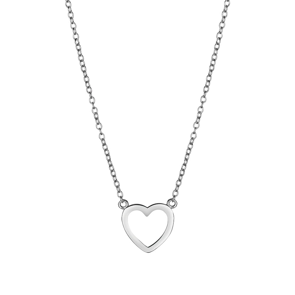 Sterling Silver Tiny Treasure Silver Open Heart Necklace TTN85-S