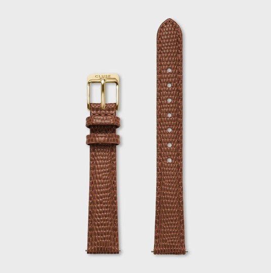 CLUSE 14mm Nutshell Lizard Brown Leather/Gold Strap