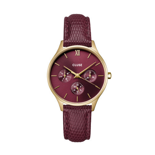 CLUSE Minuit Multifunction Cherry Lizard / Gold Watch