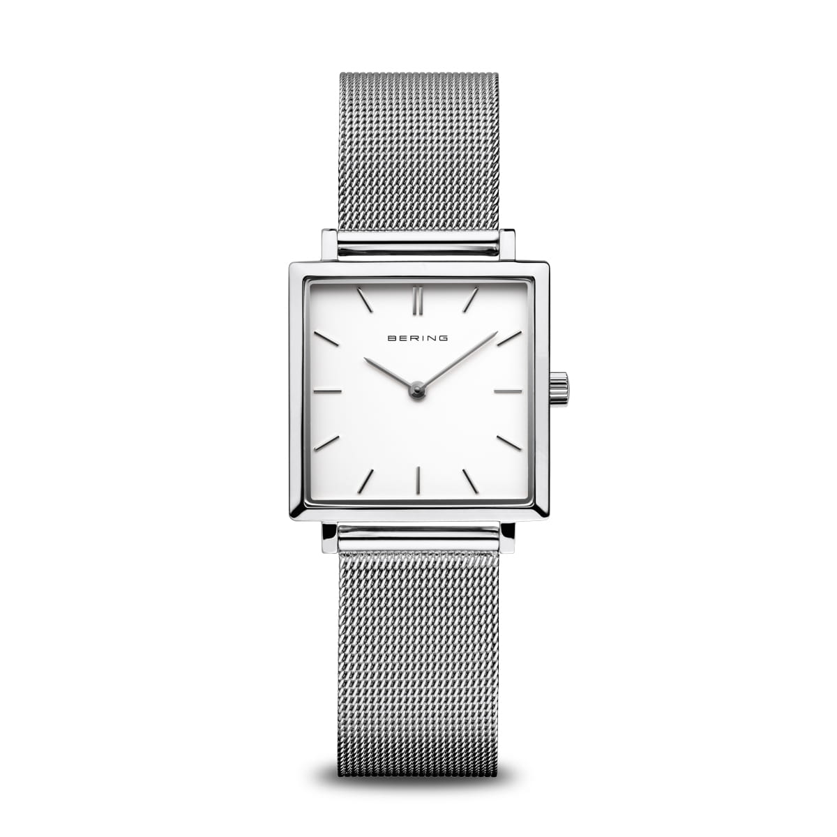 Bering Classic Silver Square White 26mm Dial Silver Milanese 18226-004