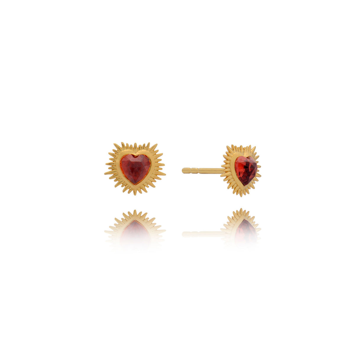 Rachel Jackson Electric Love Garnet Heart Stud Earrings